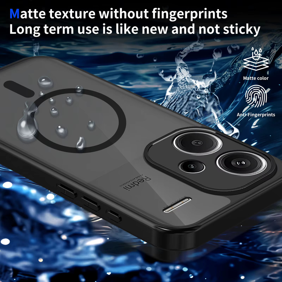 Xiaomi Magnetische Matte Schutzhülle für Redmi Note 13 Pro Plus, Note 13 Pro und Note 13, Transparent Schwarz, Anti-Drop und Stoßfest - Bild 6