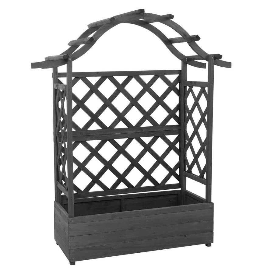 PROREGAL Hochbeet aus Tannenholz mit Rankgitter in Anthrazit-Grau, H x B x T: 138 x 110 x 44 cm - Bild 2