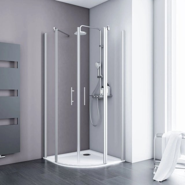 Schulte ExpressPlus Runddusche AlexaStyle2.0 4-teilig mit Alu-Profil in Natur, Farbe Transparent, B/T/H: 90 x 90 x 192 cm - Bild 1