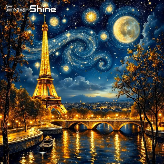 Evershine Diamant-Mosaik-Turm Stickerei Set mit vollquadratischen Bohrsteinen für Landschaftsbilder und Heimdekoration - Bild 1