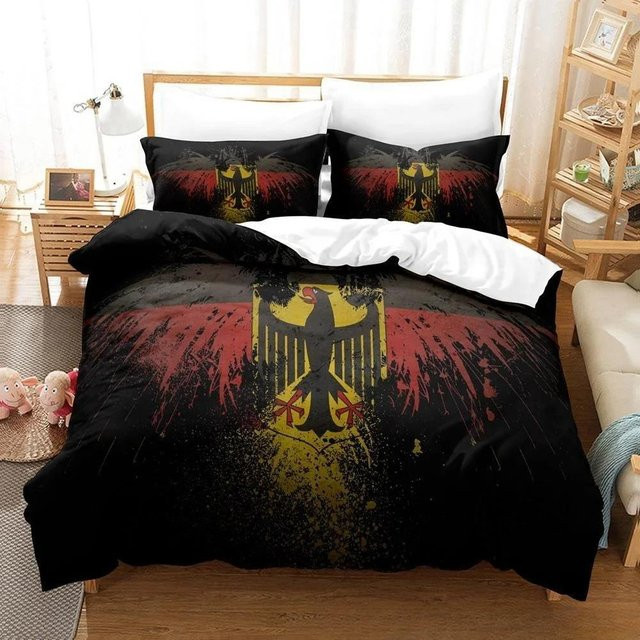 Bettwäscheset Deutschland Flagge mit 3D-Druck von Binchi Outdoor Product, 2-teilig aus Mikrofaser, Mehrfarbig, Breite: 70 cm, Länge: 133 cm - Bild 1