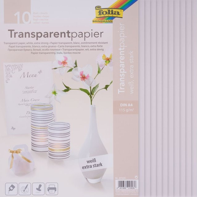 Folia Transparentpapier in Weiß, 10 Blatt, A4 - Bild 1