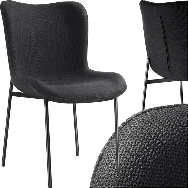 tectake Polsterstuhl Tessa in Schwarz mit ergonomischer Form und hoher Rückenlehne, B/T/H: 54 x 62 x 90 cm - Bild 1