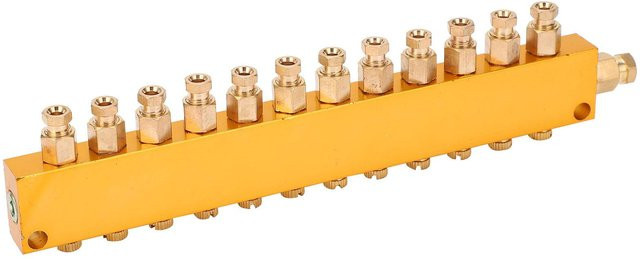 Einstellbarer Ölverteiler aus Messing von TOMTOP JMS mit 1 Eingang und 12 Ausgängen in Gold - Bild 1