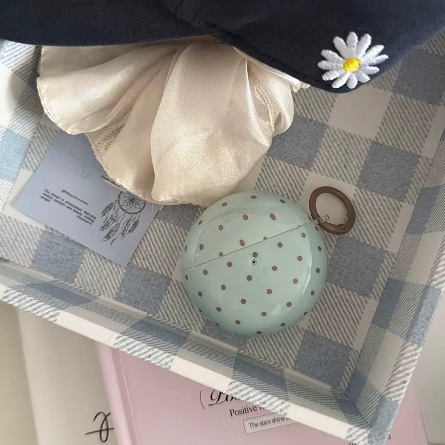 Glänzende Schutzhülle für Huawei FreeBuds 7i 6i 5i SE3 SE2 FreeClip 2 in Mintgrün mit braunem Polka-Dot-Muster - Bild 3