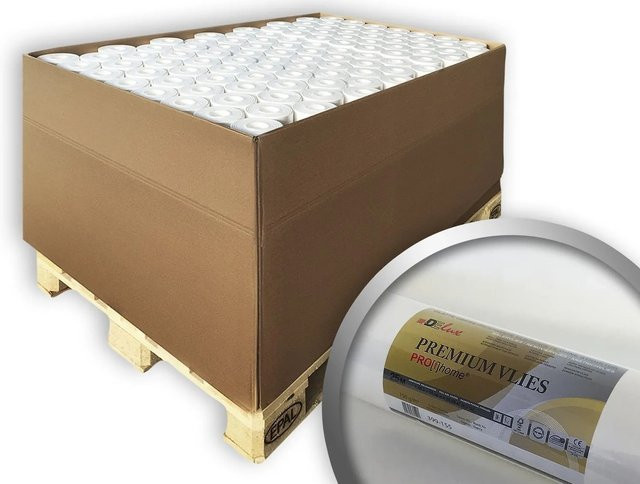 PROFHOME Premium Renoviervlies Weiß, 150 g/m2, 80 Rollen mit insgesamt 2000 m2 - Bild 1