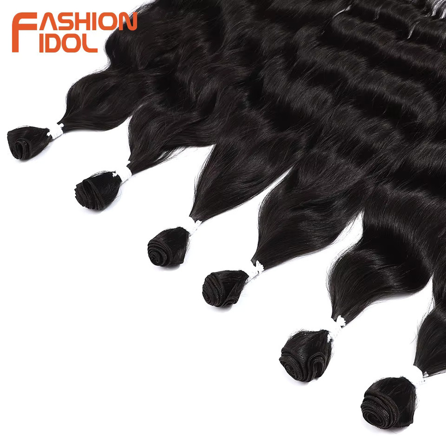 FASHION IDOL Wasserwellen-Haarbündel Synthetische Haarverlängerungen, Ombre Braun - Bild 5