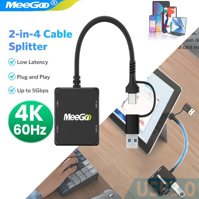MeeGoo USB C Dockingstation mit Gigabit Ethernet-Adapter, USB 3.0 Hub und 100 W Ladestation in Schwarz - Bild 1