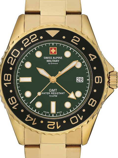 Swiss Alpine Military Herrenuhr GMT, Quarz, Edelstahl, 42 mm, 10 ATM - Bild 1