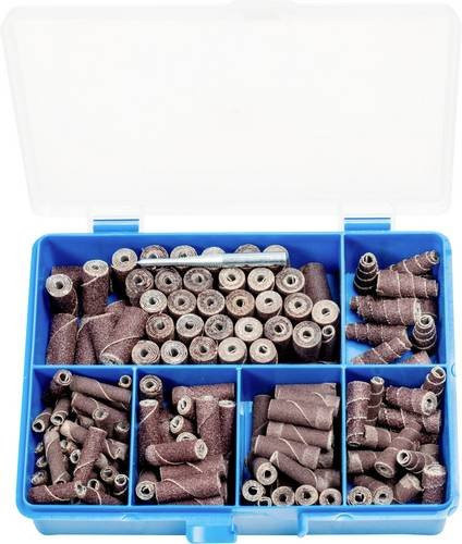 PFERD TOOLS POLIROLL-SET mit 150 zylindrischen und konischen Schleifrollen und Werkzeughalter, Farbe: Braun, B/T/H: 18,0 x 14,5 x 4,0 cm - Bild 1