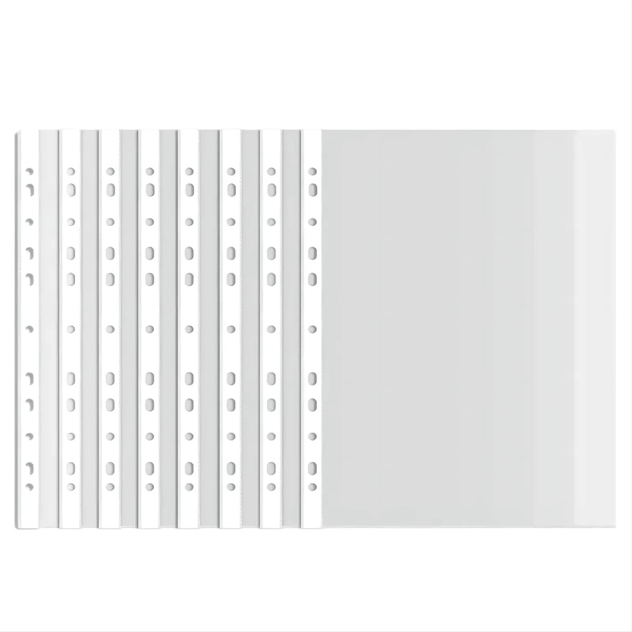 100 Stück BUNKI A4 Aktentaschen aus Kunststoff, transparente 11-Loch Einschubtaschen für Ringbuch-Ordner - Bild 4