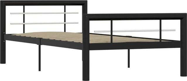 vidaXL Bettgestell aus Metall in Schwarz und Weiß, B/T: 100 x 200 cm - Bild 1