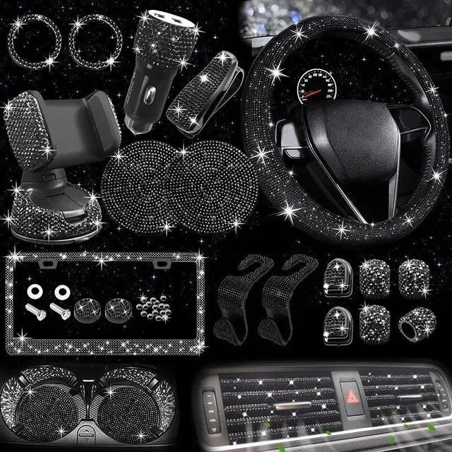 Lady Diamond Luxus Auto-Innendekoration Set in Schwarz mit 27 Teilen inklusive Telefonhalter und Aromatherapie-Funktion - Bild 1