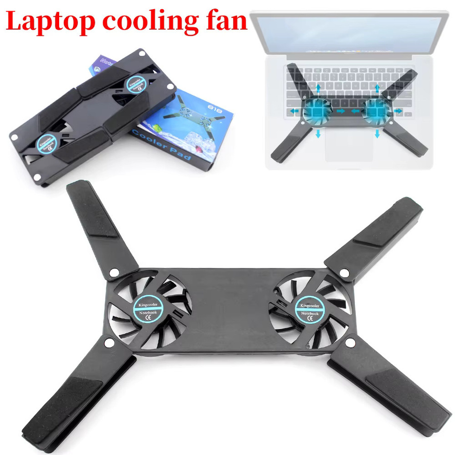 APWIKOGER Faltbares Laptop-Kühlpad in Schwarz mit doppelten Lüftern und LCD-Display für Notebooks von 7 bis 15 Zoll - Bild 2