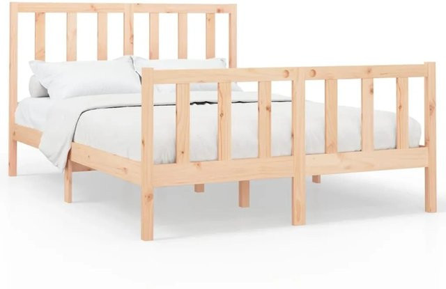 vidaXL Massivholzbett aus Kiefer in Braun, B/T/H: 140 x 200 x 69,5 cm - Bild 1