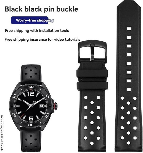 WristAura Uhrenarmband Silikon, Schwarz, Herren, 22 mm - Bild 1