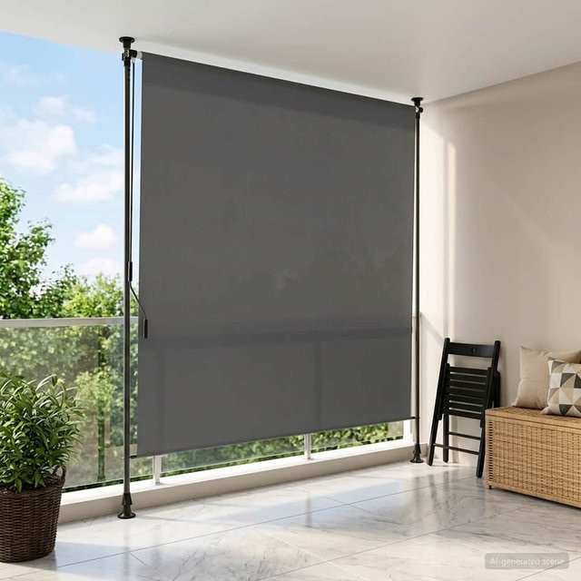 vidaXL Outdoor Rollo Hellgrau aus Aluminium und Polyester B/H: 100 x 270 cm - Bild 2