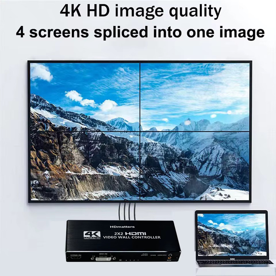 VBDWRM 4K HDMI Video Wall Controller Prozessor in Schwarz für 2x2, 1x2, 1x3, 1x4, 2x1, 3x1 und 4x1 Konfigurationen - Bild 4