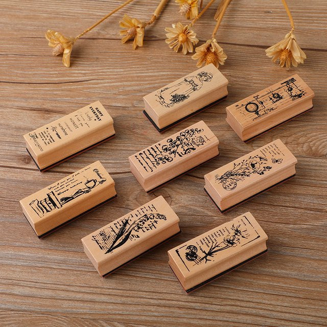 Holzstempel mit Blumenmädchen-Motiv für kreative DIY-Journal-Dekorationen - Bild 1