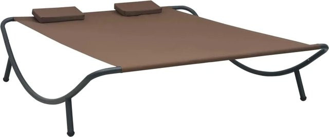 vidaXL Sonnenliege aus braunem Polyester mit Stahlgestell, B/T/H: 173 x 76 x 45 cm - Bild 1