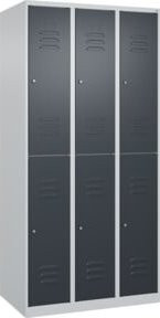 C+P Doppelstock-Spind Classic PLUS mit 3 Abteilen, Grau und Anthrazit, H x B x T: 185 x 90 x 50 cm - Bild 1
