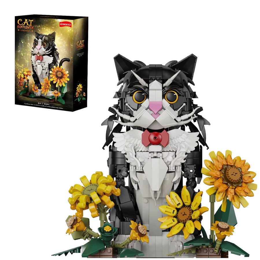 wishiot Katze Sonnenblumen Bausteine, Tiere, 1434 Teile, ab 8 Jahren - Bild 4