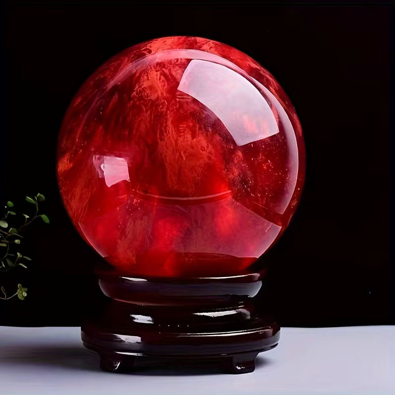 Rote Kristallquarzkugel aus Glas als runde Heimdekoration - Bild 4