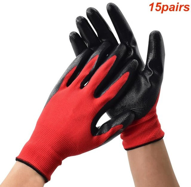 15 Paar Nitril-Arbeitsschutzhandschuhe in Rot, atmungsaktiv und rutschfest - Bild 1