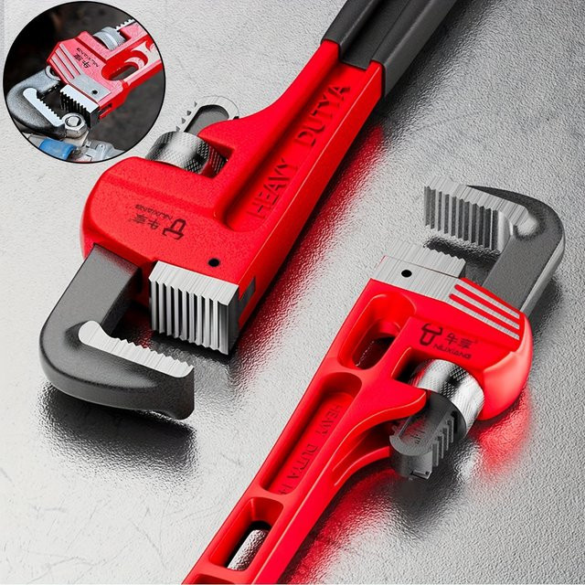 NIUXIANG Rohrschlüssel aus Aluminium in Rot mit verstellbaren Hakenbacken und I-Beam-Griff - Bild 1