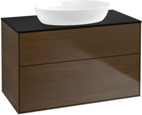V&B Waschtischunterschrank Finion in Walnuss Veneer, Braun, Breite: 100 cm, Tiefe: 50,1 cm - Bild 1