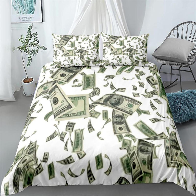 Bettwäsche-Set Your Warm Home mit Dollar-Muster in Grün, 3-teilig aus Polyester, King-Size, B/H: 210 x 210 cm, inklusive Kissenbezügen 50 x 70 cm - Bild 2