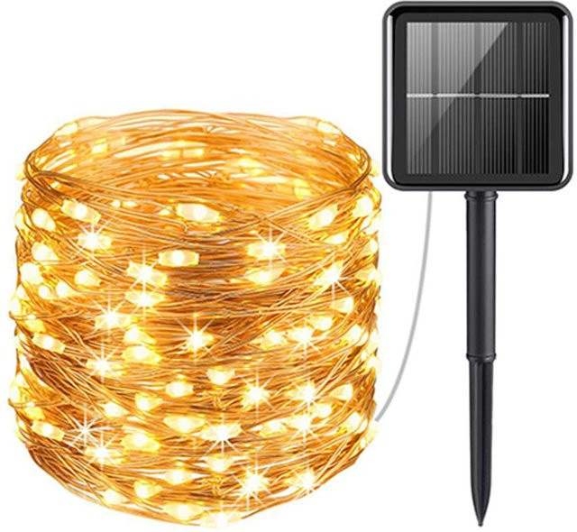 Solar Lichterkette Kongdii mit 300 LED in Warmweiß, Wasserdichte Outdoor LED Girlande für Garten und Terrasse, 32m Länge - Bild 1