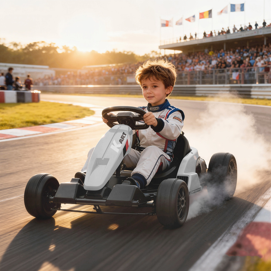 AIYAPLAY Elektro Go-Kart, mit Drift-Funktion, Weiß, ab 6 Jahre - Bild 2