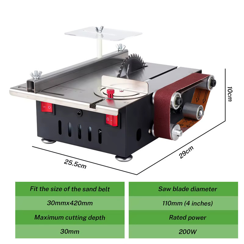 Bromose 2-in-1 Tischkreissäge und Bandschleifer-Set mit 200W Leistung und variabler Geschwindigkeit sowie 30 mm Schnitttiefe - Bild 4