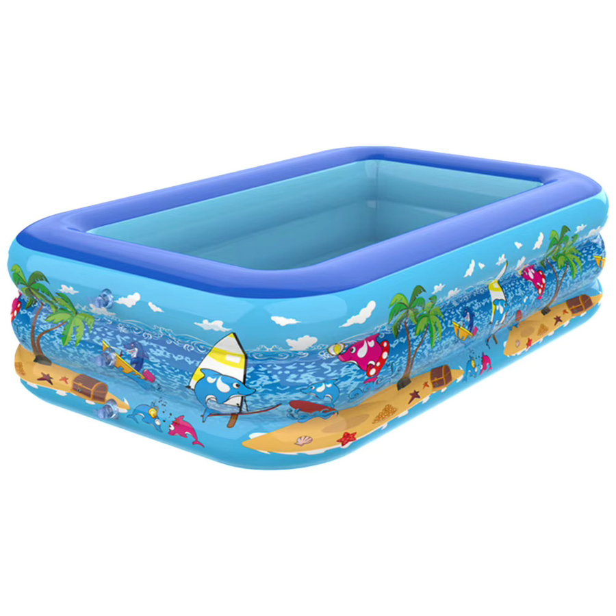 APWIKOGER Aufblasbarer Pool für Babys und Kinder mit Meerestier-Motiv in Blau, rechteckiges Kunststoff-Schwimmbecken für Indoor und Outdoor - Bild 3