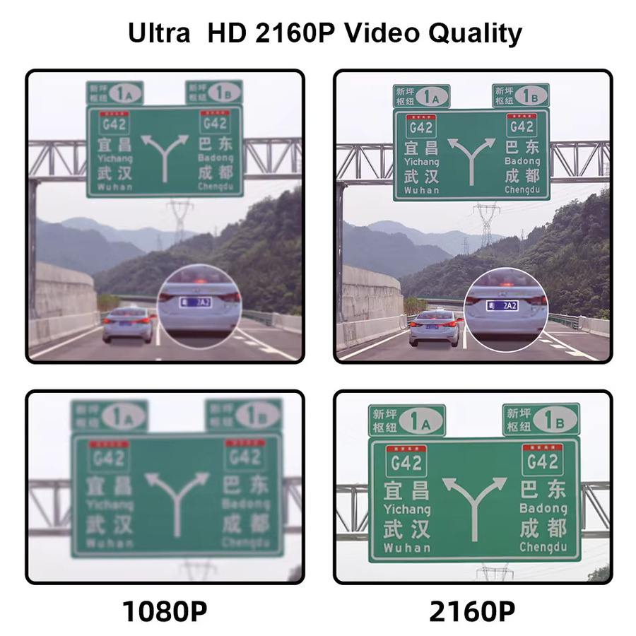E-ACE 4K UHD Dashcam mit 3 Zoll Display, WLAN und GPS, schwarze Autokamera mit Nachtsicht und 24H Parküberwachung - Bild 5