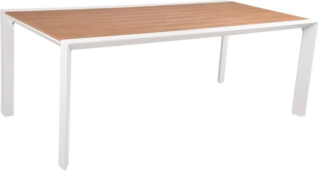 DELUKE Gartentisch JOHANN aus Kunststoff und Aluminium in Natur, wetterfester Terrassentisch für Garten und Balkon, B/T/H: 200 x 100 x 74 cm - Bild 1