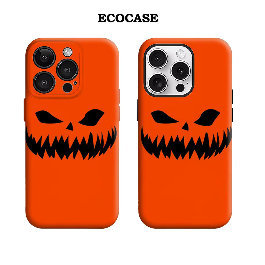 Halloween Evil Pumpkin Handyhülle für iPhone 17 16 15 14 13 12 11 Pro Max Plus mit doppelschichtiger Rückseite in Orange - Bild 2