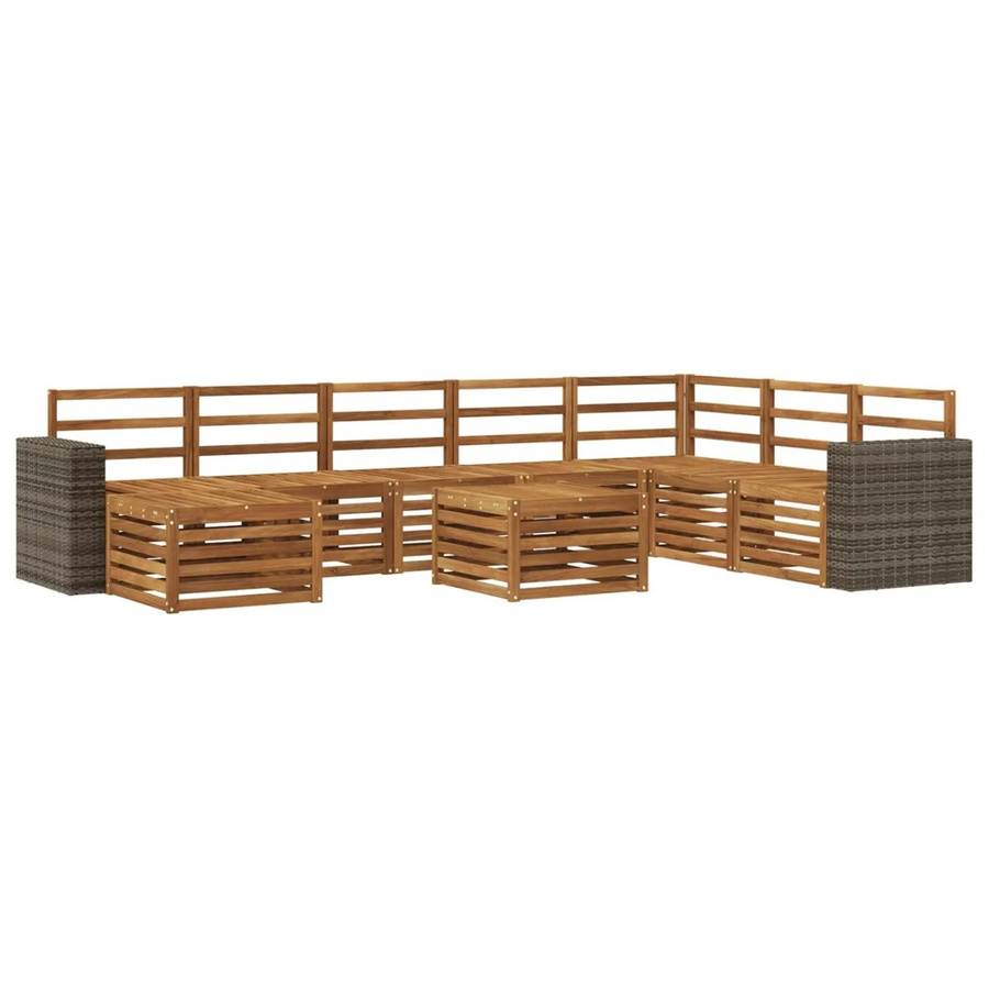 vidaXL Outdoor-Sofagarnitur aus Massivholz Akazie in Braun, 9-teiliges Set im modernen Latten-Design - Bild 2