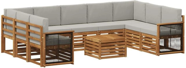 vidaXL Sofagarnitur aus Massivholz Akazie im modernen Latten-Design mit Armlehnen - Bild 1