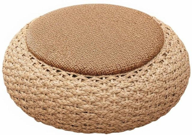 Binchi Outdoor Product Japanische Sitzmatte aus Jute, runde gewebte Strohmatte in Beige - Bild 1