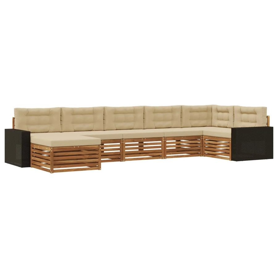 vidaXL Outdoor-Sofagarnitur aus Massivholz Akazie mit 7 Kissen in Natur und Beige - Bild 2