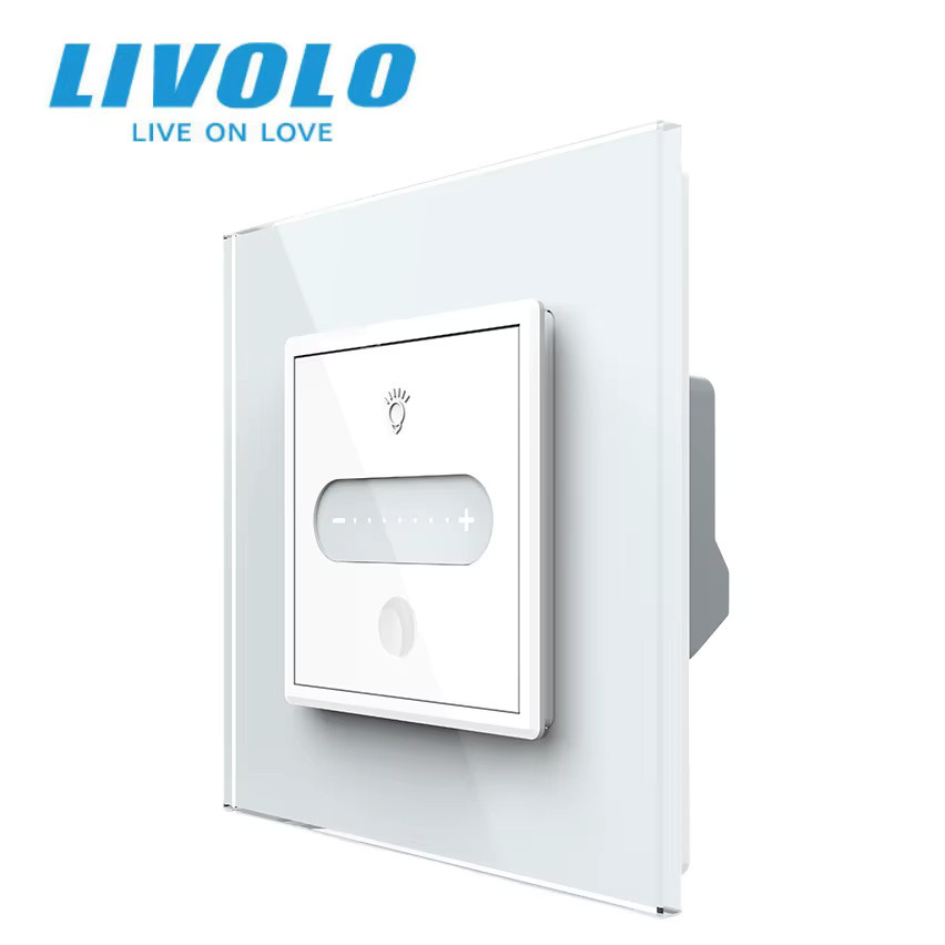 Livolo Adaptiver Schiebedimmer-Schalter aus Glas in Weiß zur einstellbaren Beleuchtungssteuerung - Bild 1