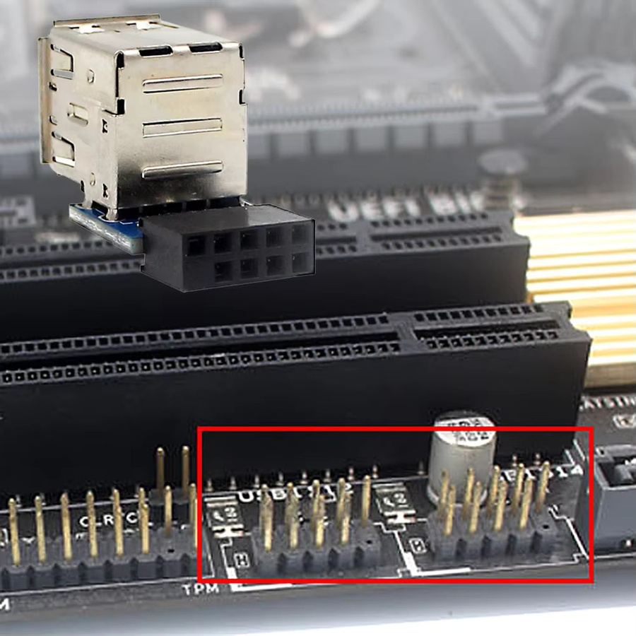 USB 2.0 Typ-A Weiblich Adapter Konverter von Motherboard Header auf 2 Ports für interne Computerverbindungen - Bild 2