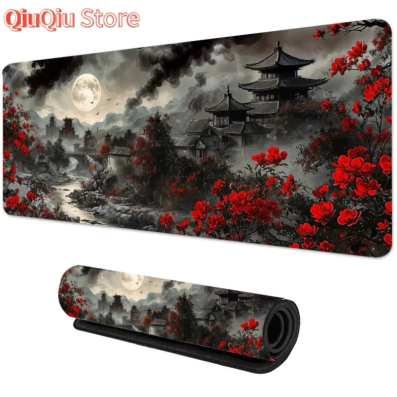 Potdemiel Red Moon Anime-Mauspad mit Gummibasis als erweitertes Tastatur- und Mauspad für Gaming und Home Office - Bild 2