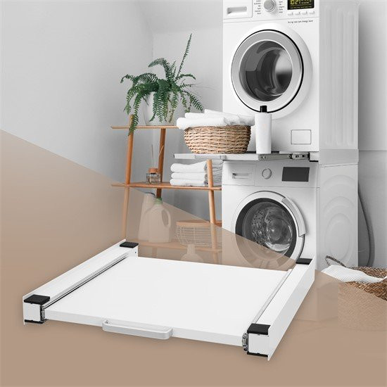 ML-Design Zwischenbaurahmen für Waschmaschine mit ausziehbarer Ablage, Weiß, B/T: 60 x 60 cm - Bild 1