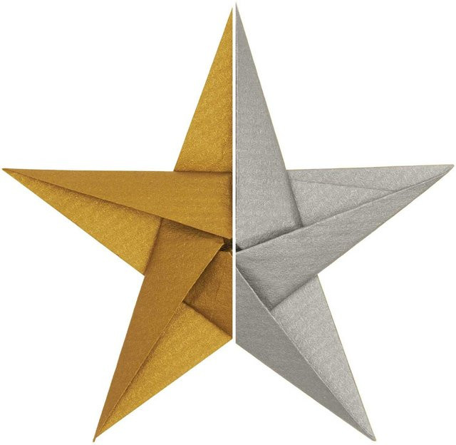 Rico Design Paper Poetry Bascetta Origamipapier Gold-Silber, B/B: 20 x 20 cm - Bild 1