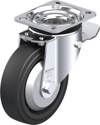 Blickle Lenkrolle LK-POEV 125R-1-ST-FA mit Feststeller in Schwarz und Silber, Rad-Durchmesser: 125 mm, Tragfähigkeit: 250 kg - Bild 1