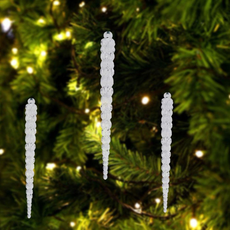 12er Set GoolRC Eiszapfen Hängeornamente aus Acryl in Transparent für Weihnachten und Hochzeiten, Höhe: 14,8 cm - Bild 1