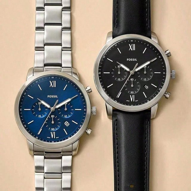 Fossil Armbanduhr Quarz, Edelstahl, Blau, Herren - Bild 1